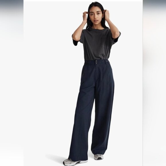 Madewell Pants - Madewell Harlow blue wide leg pants size 14P
